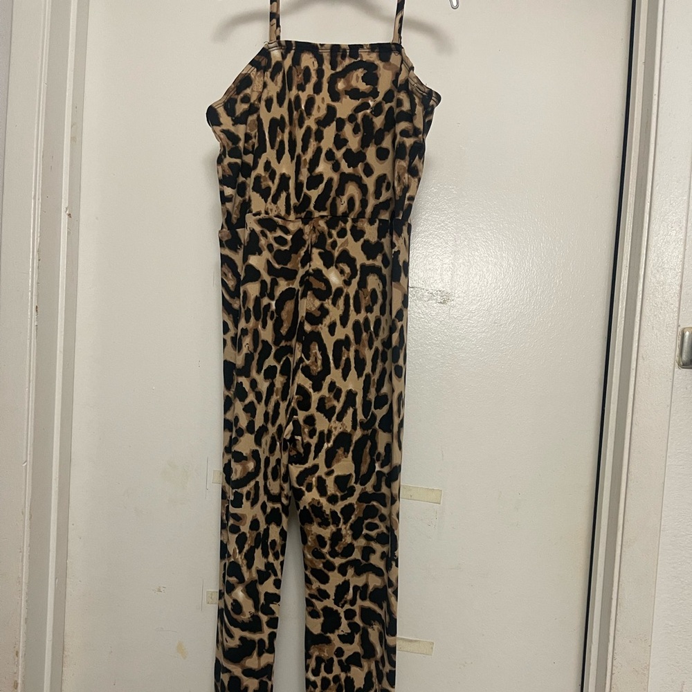 Girls cheetah print jumpsuit